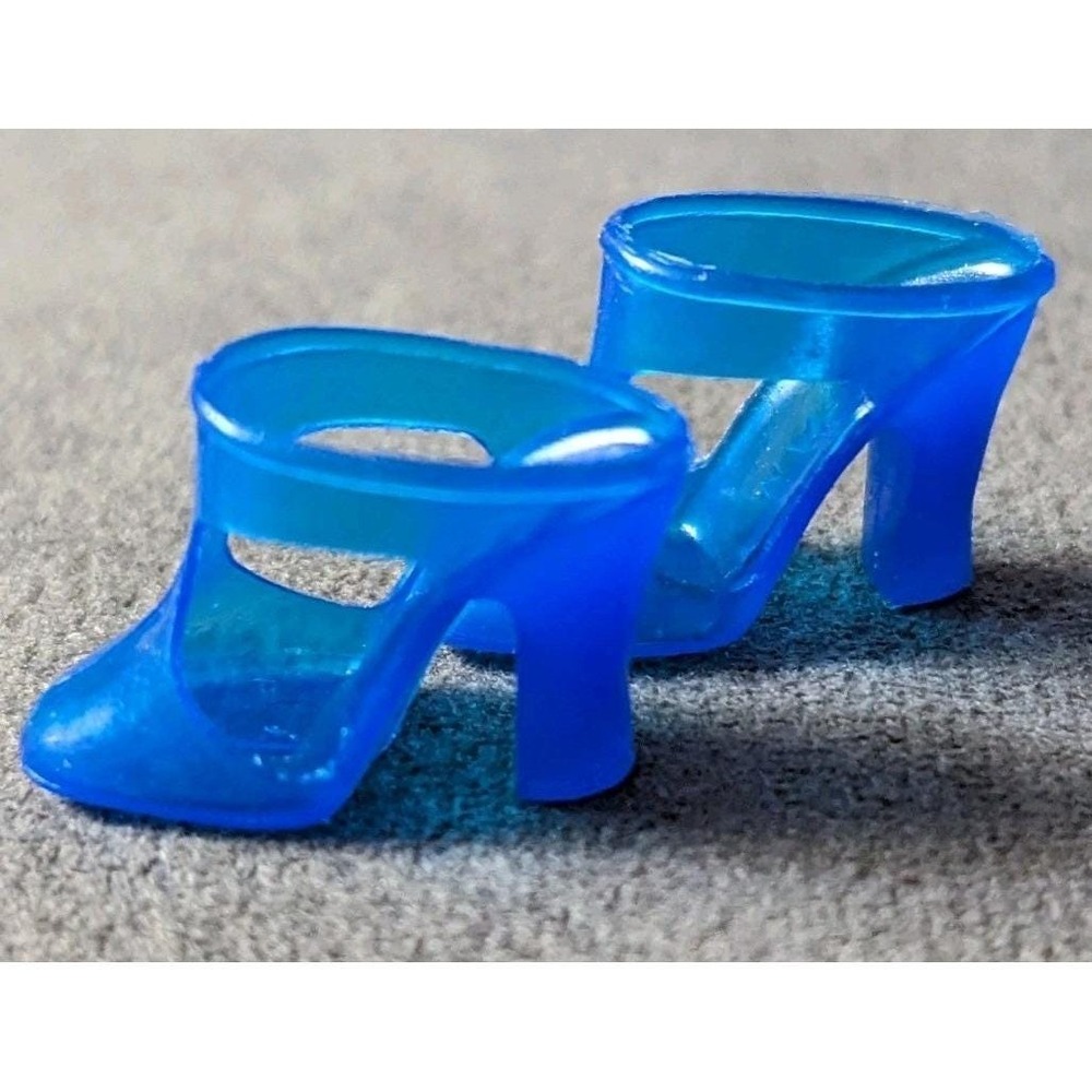 Vintage Barbie Shoes Mod Blue T-STRAP Cut Out‎ Heels 1970's Japan